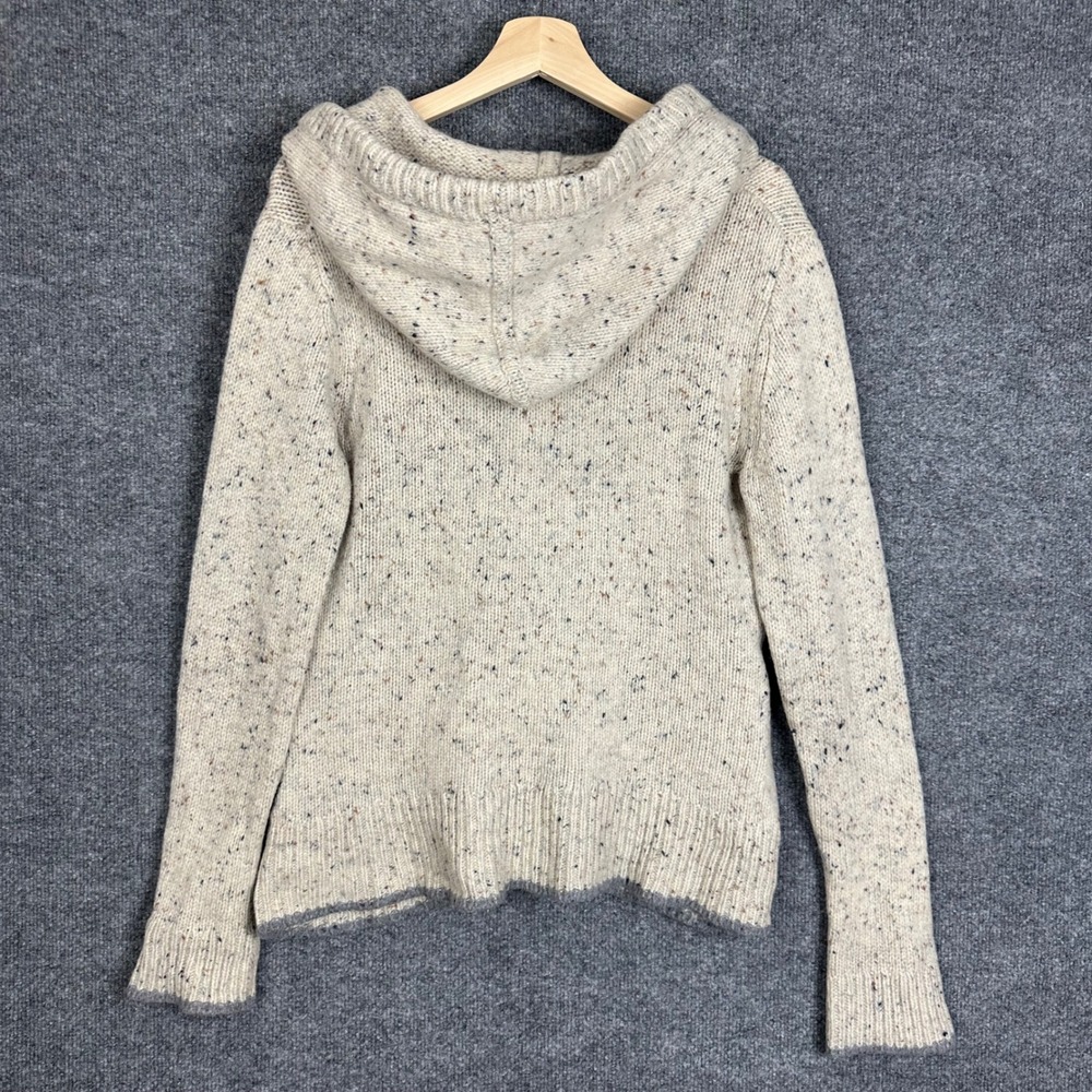 Patagonia Sweater Hoodie Womens L Cream Wool Blend Speckled Henley - Picture 2 of 8